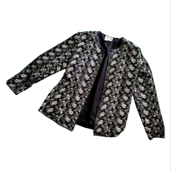J Laxmi Embroidered Medium Black and White Blazer - Picture 1 of 3